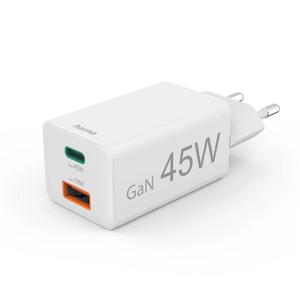 Hama 201993 rychlá USB nabíječka GaN USB-C + USB-A, PD/QC, 45 W